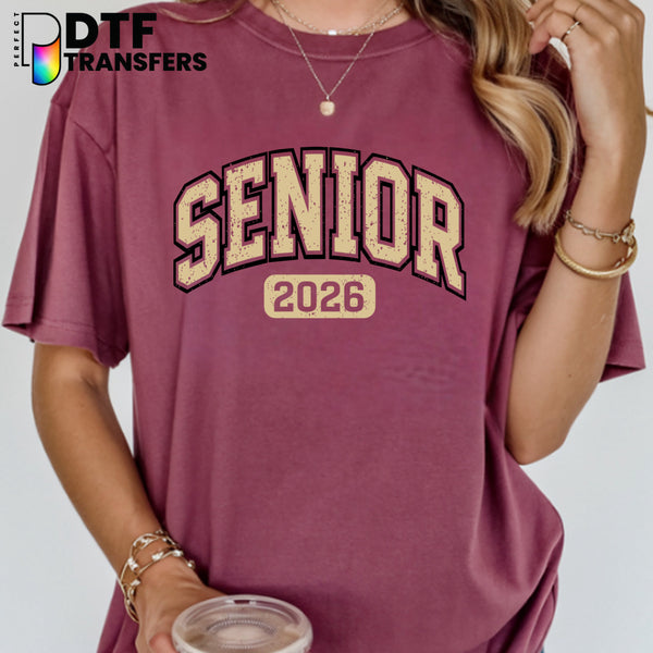 Senior Black and Gold Arched Class of 2026 – Teacher DTF Transfer