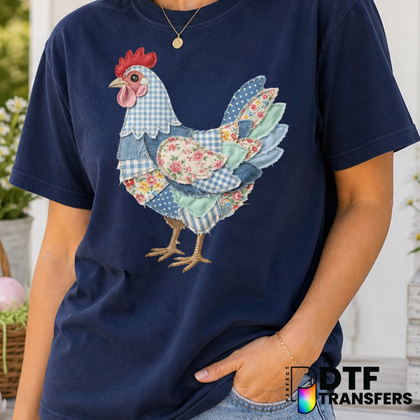 Faux Patchwork Chicken – Easter DTF Transfer