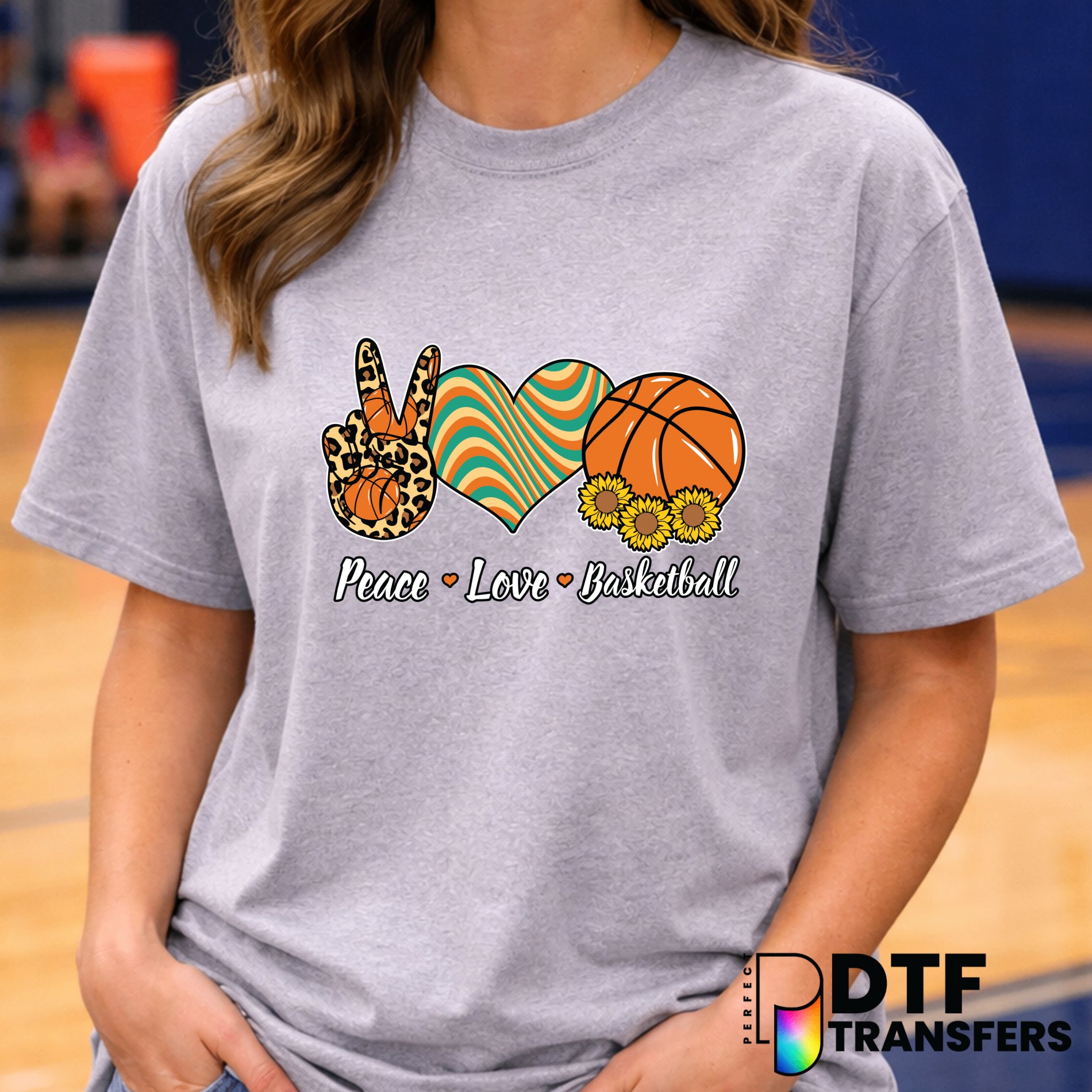 PEACE LOVE BASKETBALL – Basketball DTF Transfer