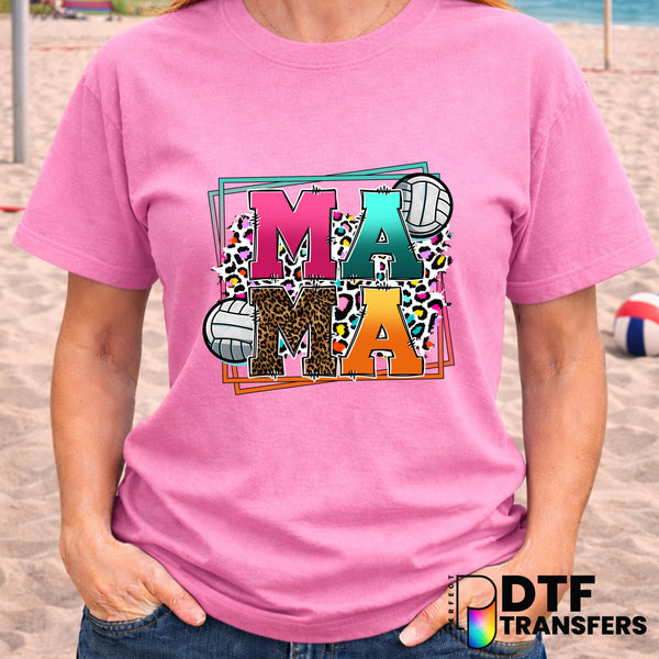 MAMA Stacked Volleyball Colorful Leopard – Volleyball DTF Transfer