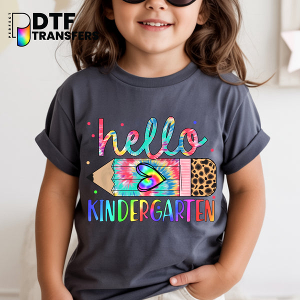 HELLO KINDERGARTEN Tie-Dye Pencil – Teacher DTF Transfer
