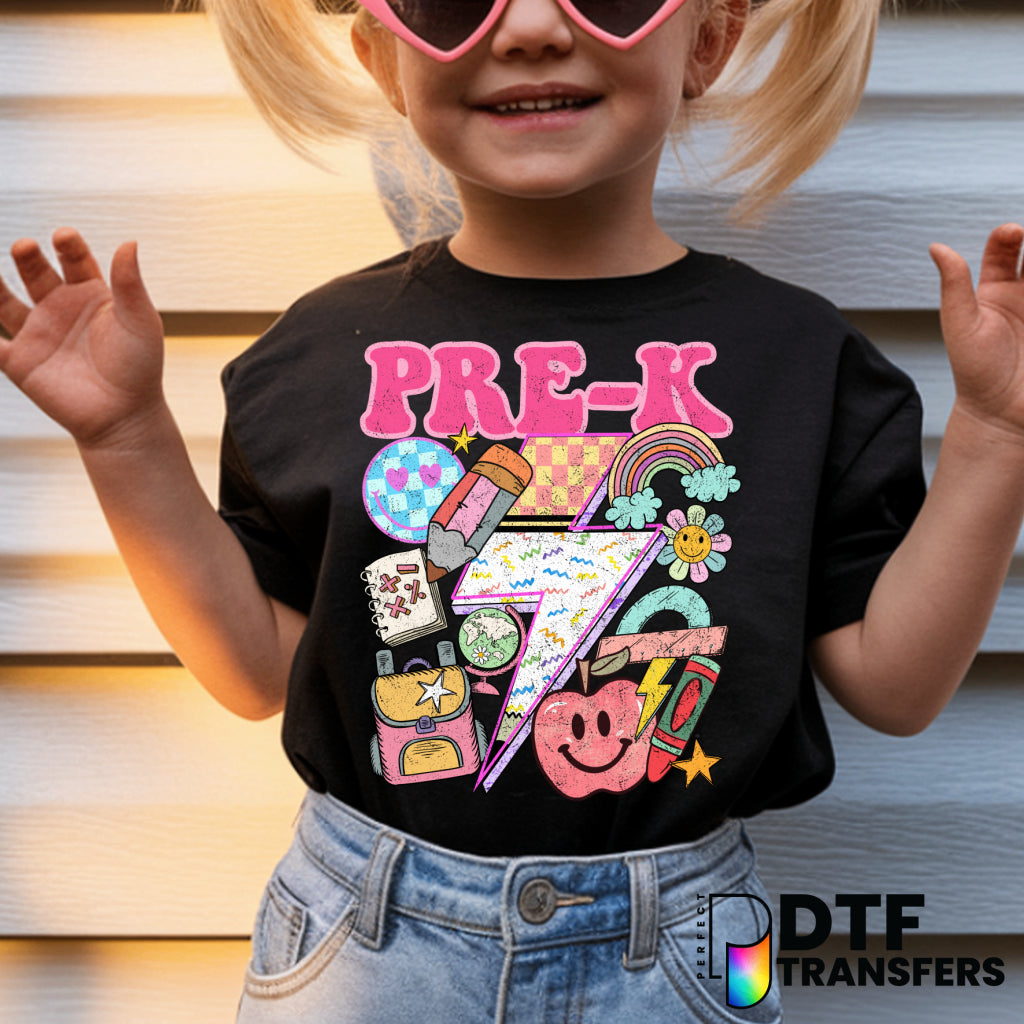 PRE-K Retro Lightning Bolt – Teacher DTF Transfer