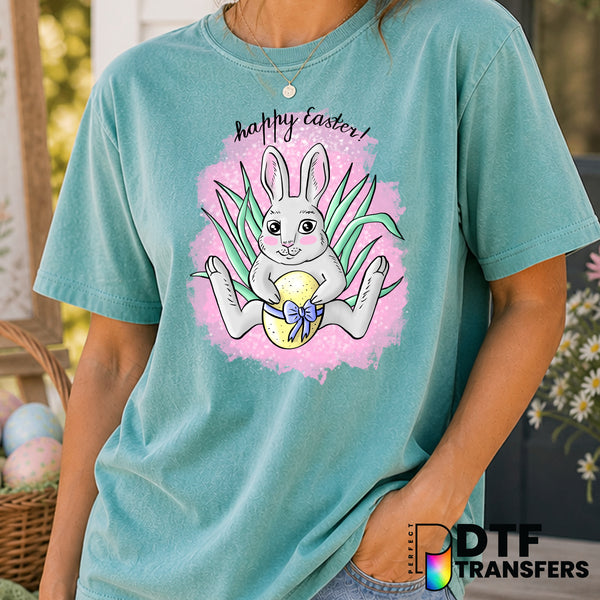 Watercolor Easter Bunny with Eggs – Easter DTF Transfer