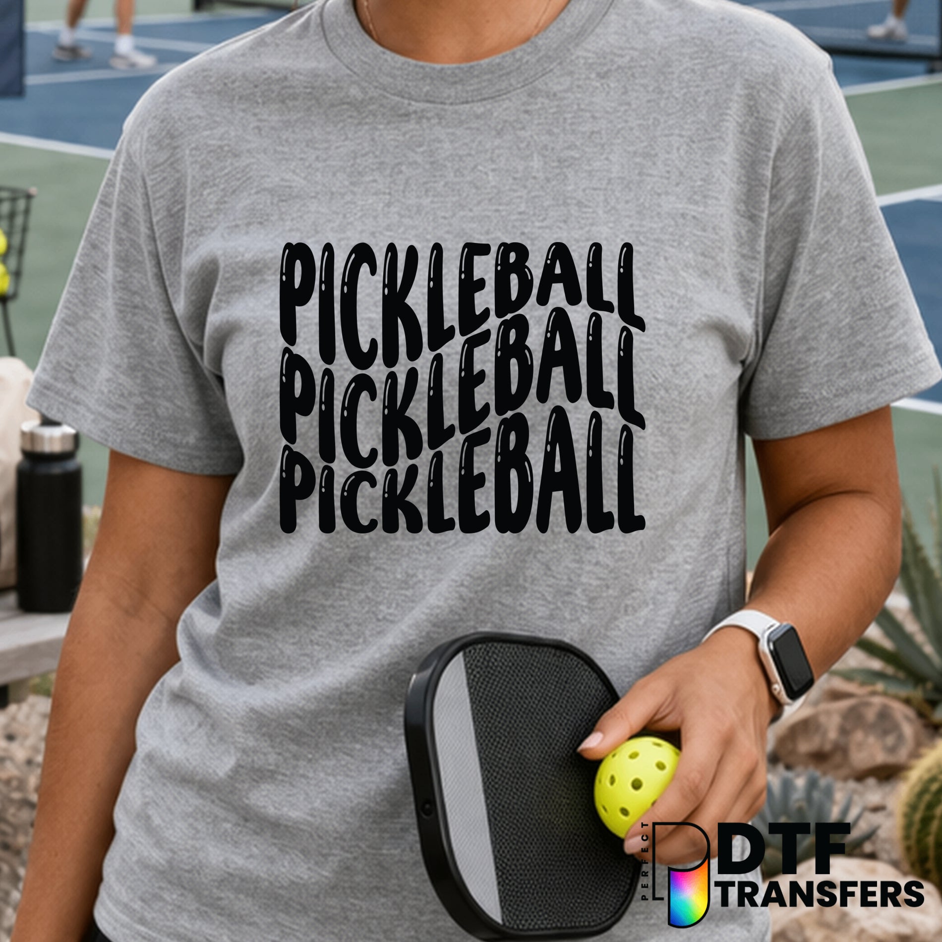 Bubble Wavy Retro Pickleball – DTF Transfer