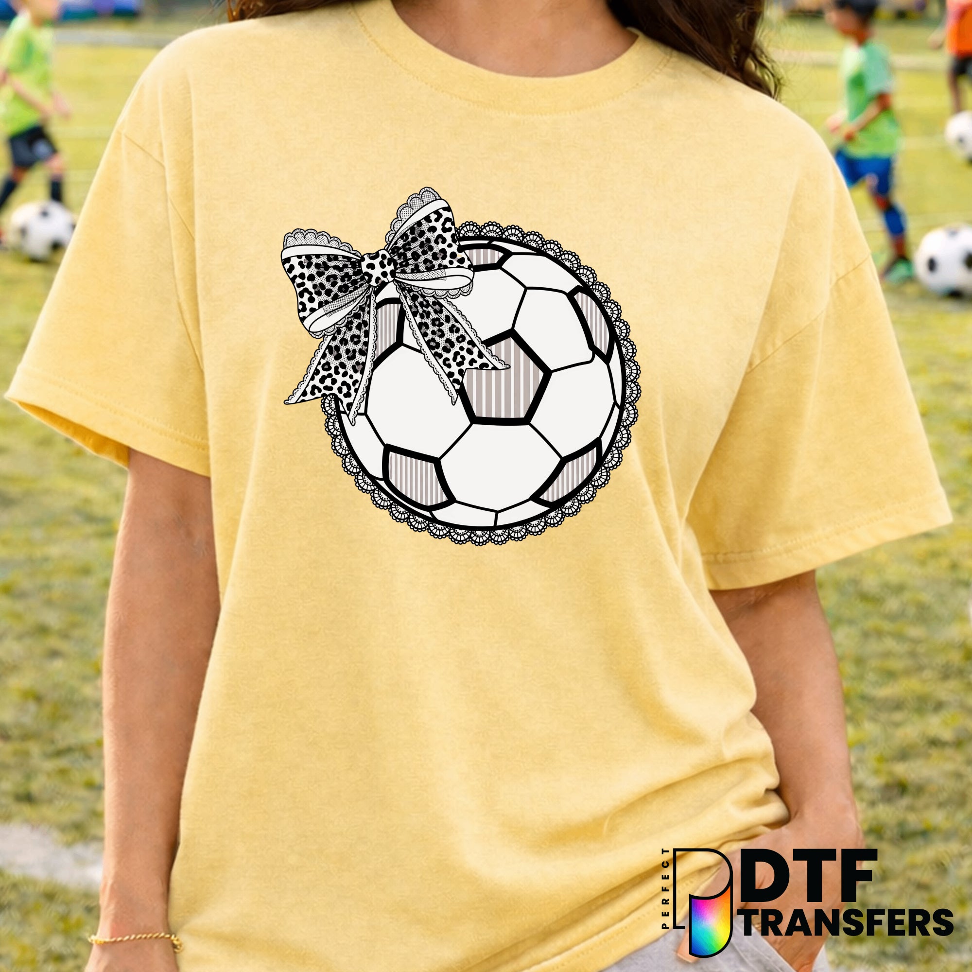 Pink Bow Leopard Soccer Ball – DTF Transfer