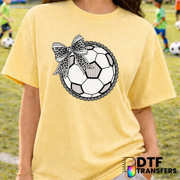 Pink Bow Leopard Soccer Ball – DTF Transfer