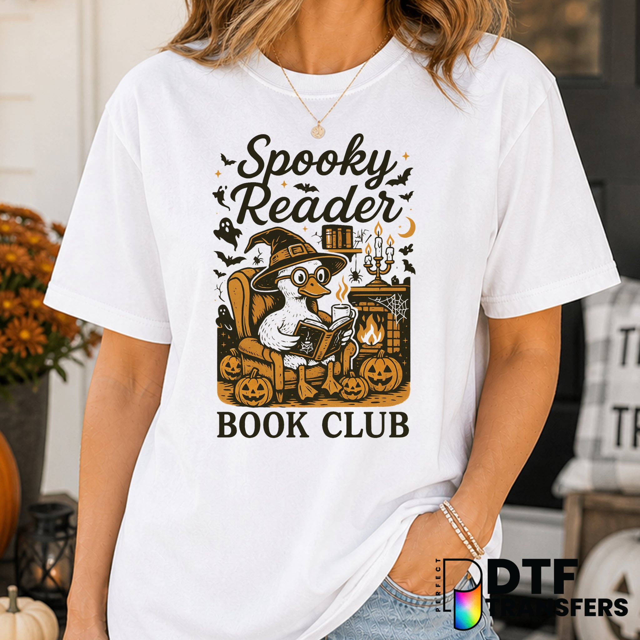 SPOOKY READERS HALLOWEEN GOOSE – Halloween DTF Transfer