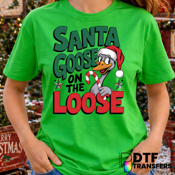 Santa Goose On The Loose – Christmas DTF Transfer
