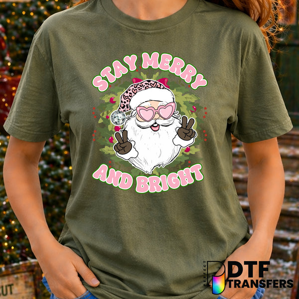 Stay Merry and Bright Peace Disco – Christmas DTF Transfer