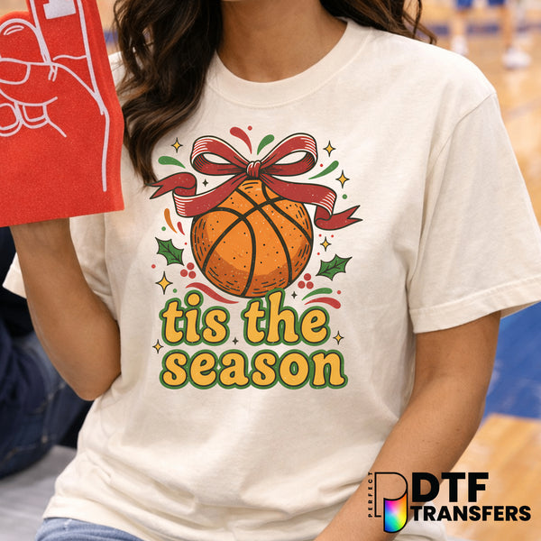 Tis The Season Basketball Coquette Christmas – Basketball DTF Transfer