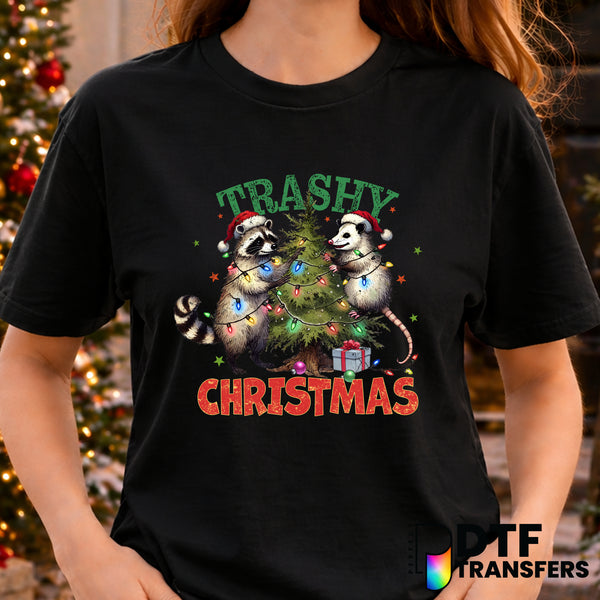 Tangled Raccoon Christmas Lights – Christmas DTF Transfer