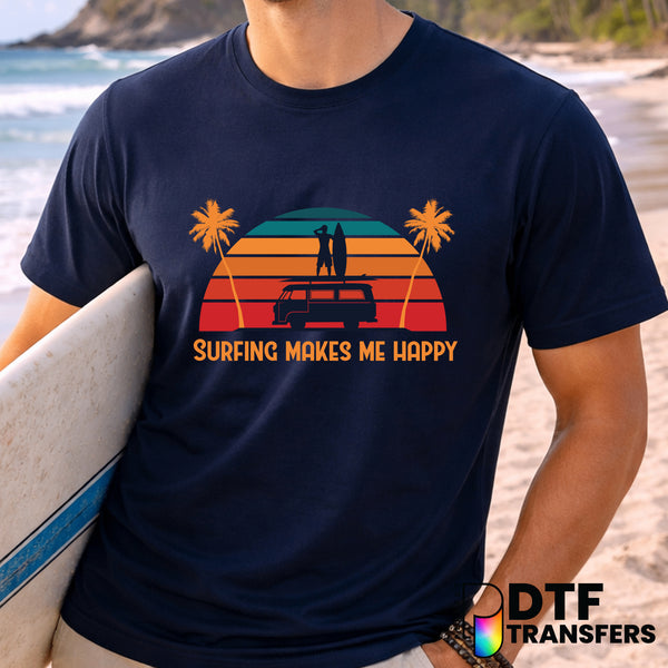 SURFING MAKES ME HAPPY – Surfing DTF Transfer