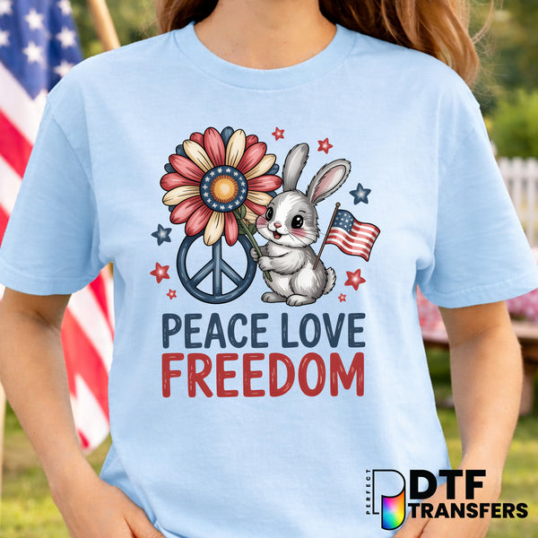 Peace Love Freedom – Fourth of July DTF Transfer