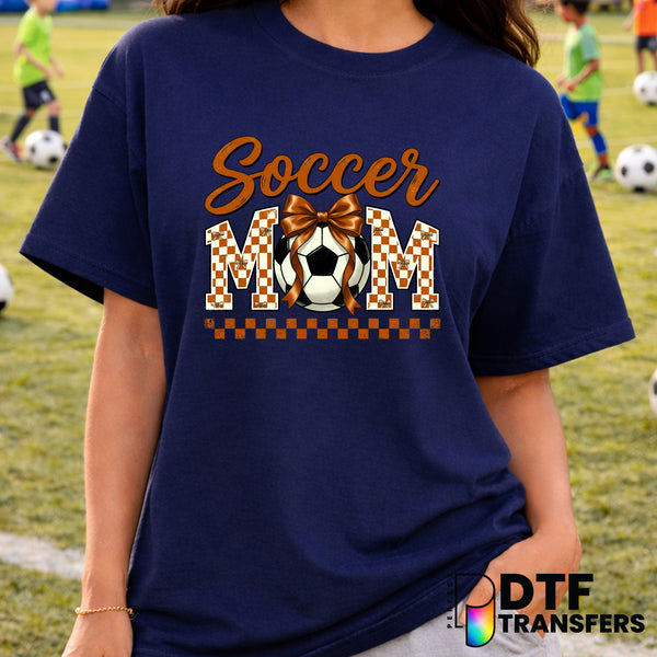 Soccer Mom Orange Coquette Bow – Soccer DTF Transfer