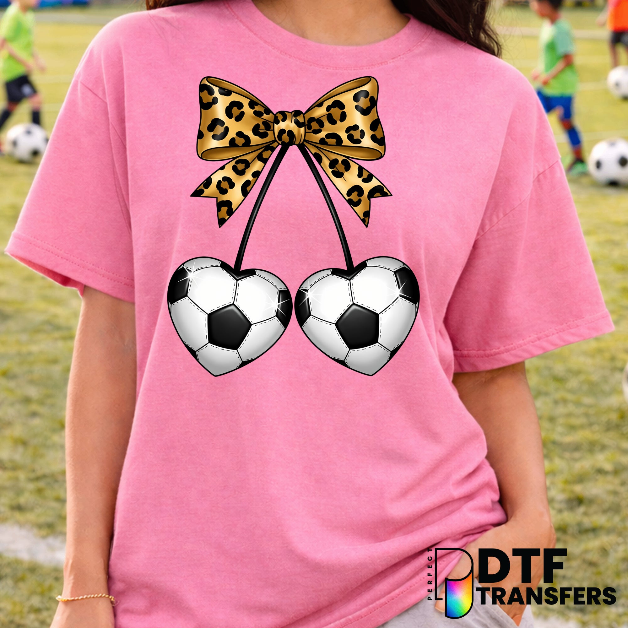 Leopard Heart Soccer Ball – DTF Transfer