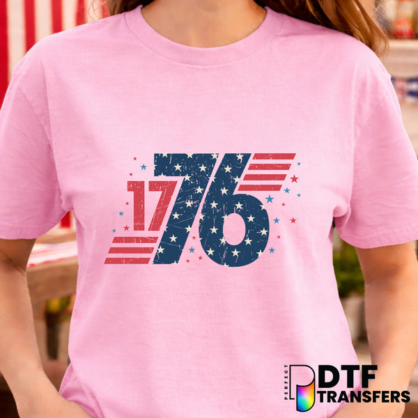1776 Retro Stars Grunge America – Fourth of July DTF Transfer