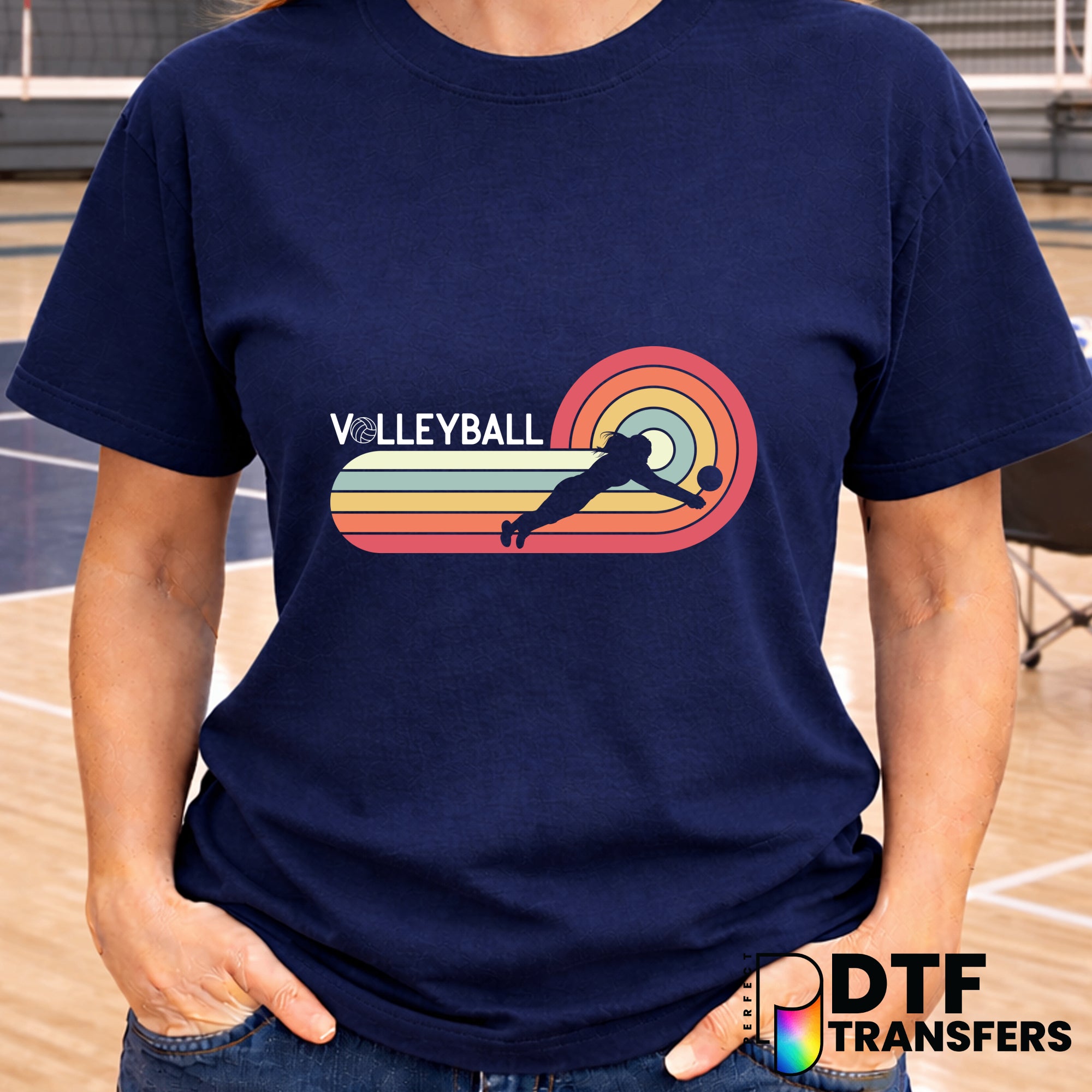 Retro Rainbow – Volleyball DTF Transfer