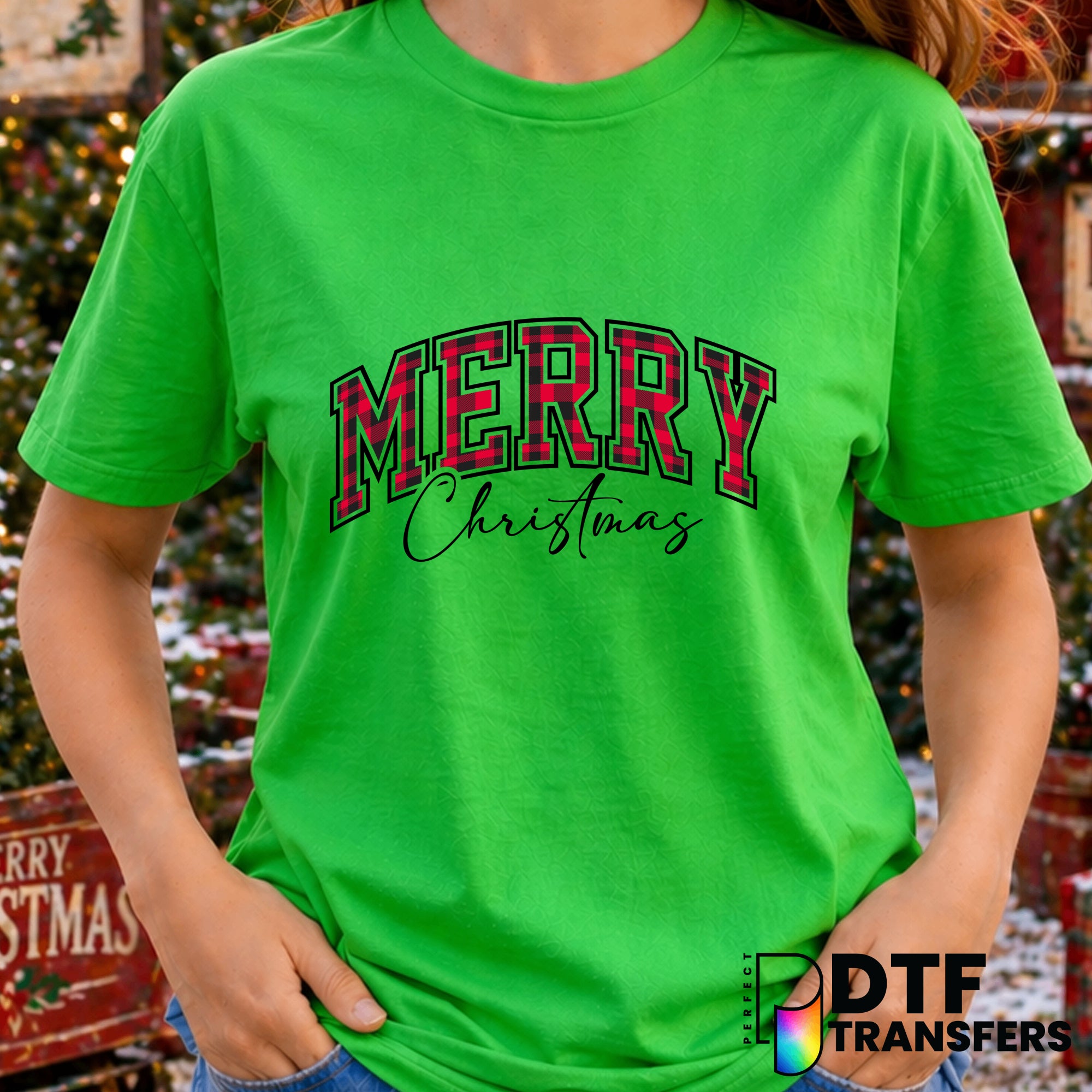 Merry Christmas Plaid – Christmas DTF Transfer