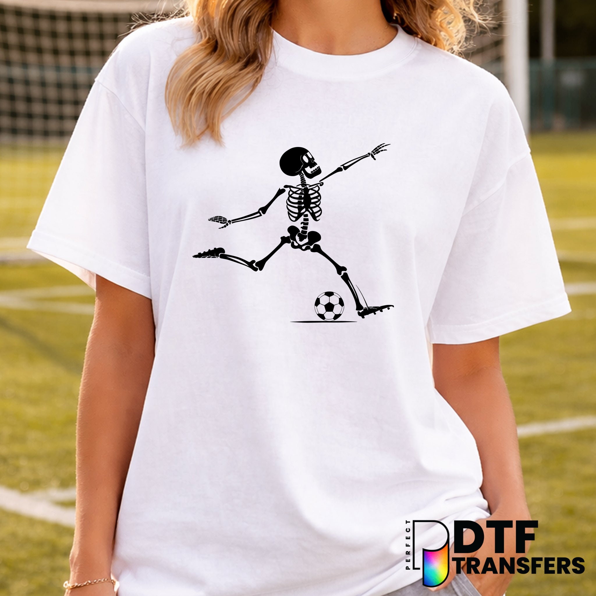 Skeleton Kicking Soccer Ball – Soccer DTF Transfer