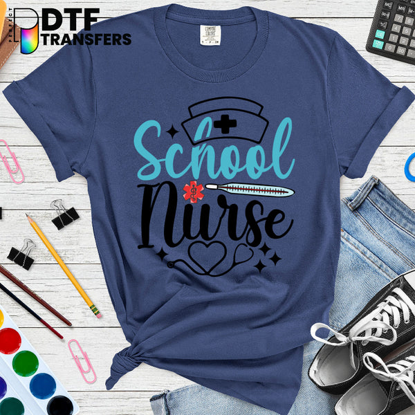 School Nurse Script with Cap – School Nurse DTF Transfer