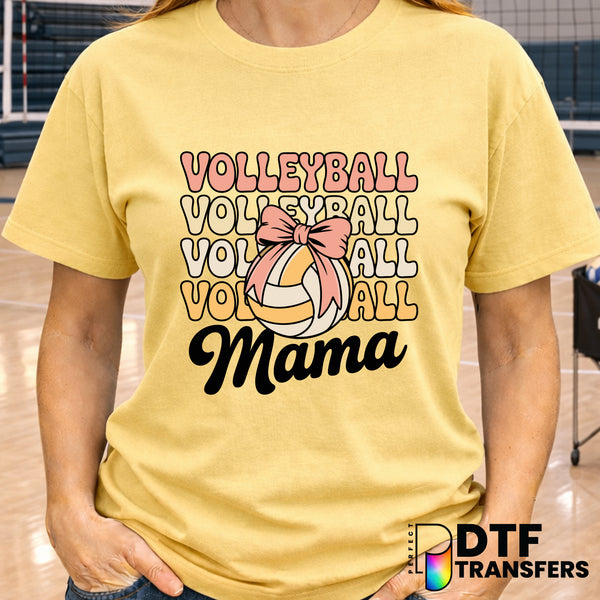 Groovy Stacked Pastel Volleyball with Coquette Bow – DTF Transfer