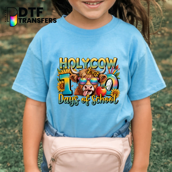 100 DAYS SMARTER – Cow with Glasses Teacher School DTF Transfer