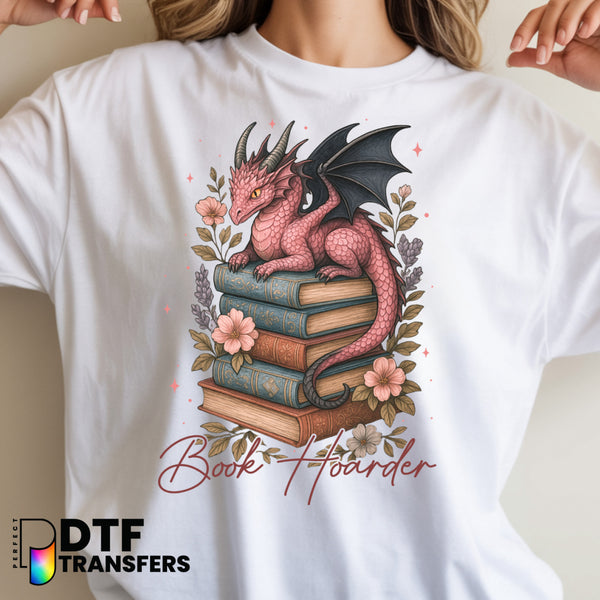 Dragon Book Hoarder Bookstack Reading – Teacher DTF Transfer