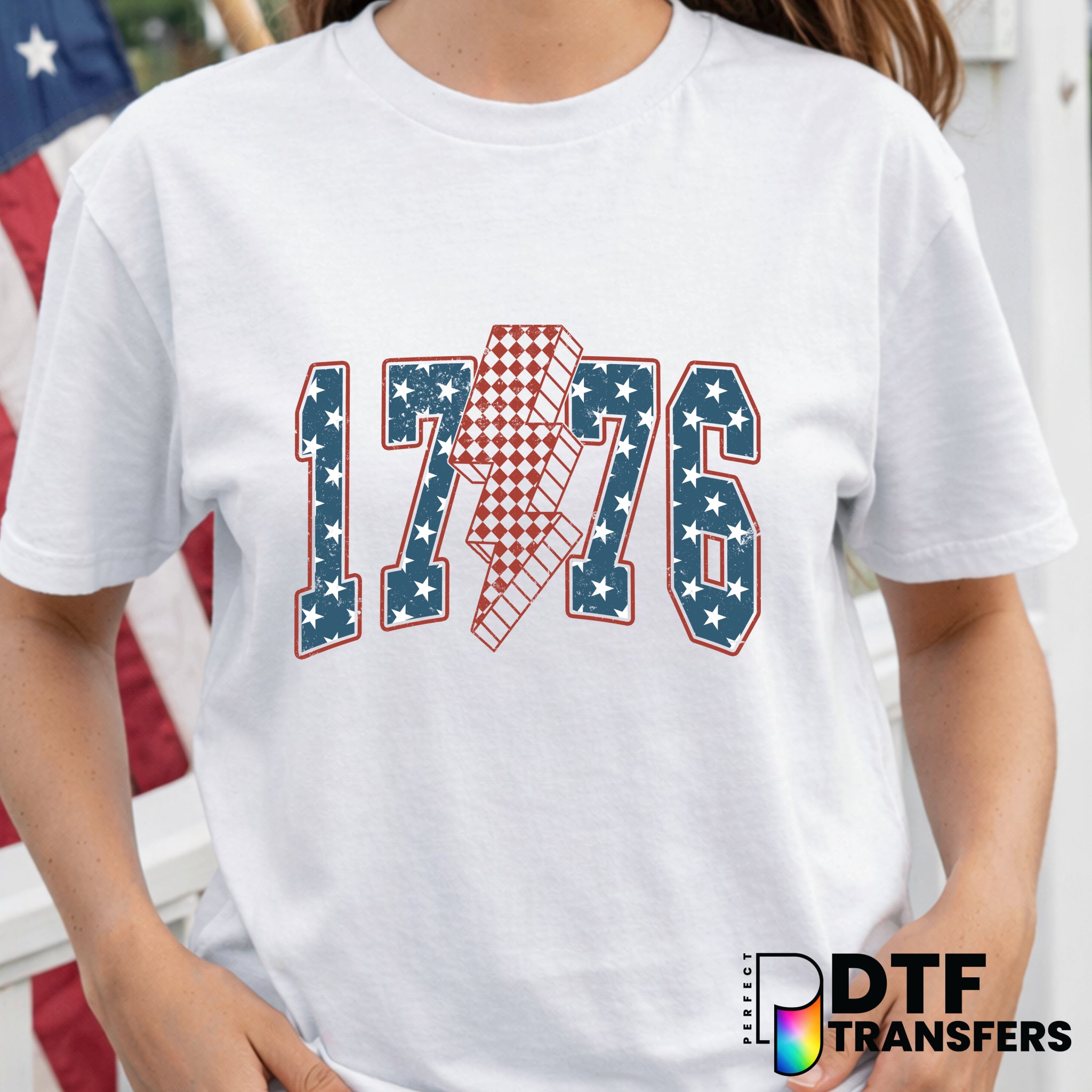 1776 Retro Lightning Bolt Fourth of July DTF Transfer