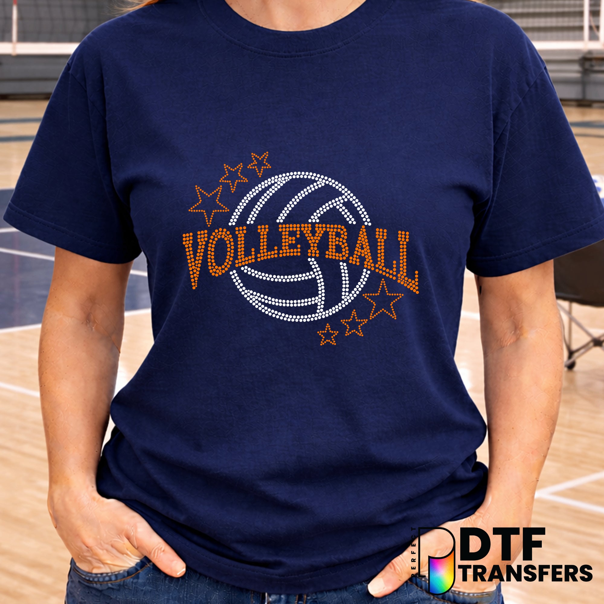 Volleyball Faux Rhinestone Stars – DTF Transfer