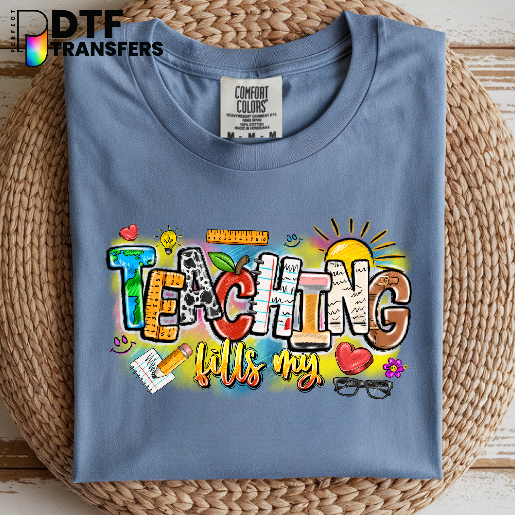 Colorful Teaching Fills My Heart – Teacher DTF Transfer