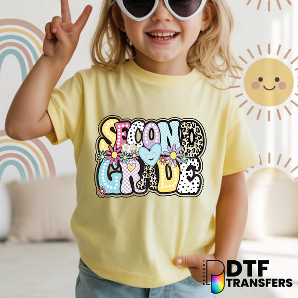 SECOND GRADE WELCOME BACK TO SCHOOL – Dalmation Leopard Checkered Apple Teacher DTF Transfer