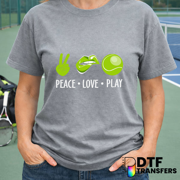 Peace Love Play Tennis – Tennis DTF Transfer