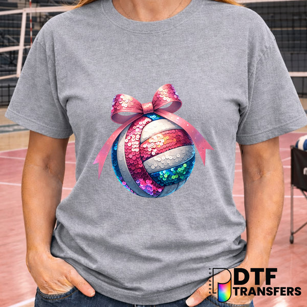 Faux Sequin Coquette Volleyball Bow – Volleyball DTF Transfer