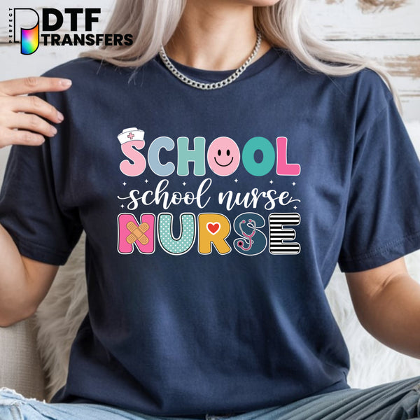 School nurse Bubble Letters – School Nurse DTF Transfer