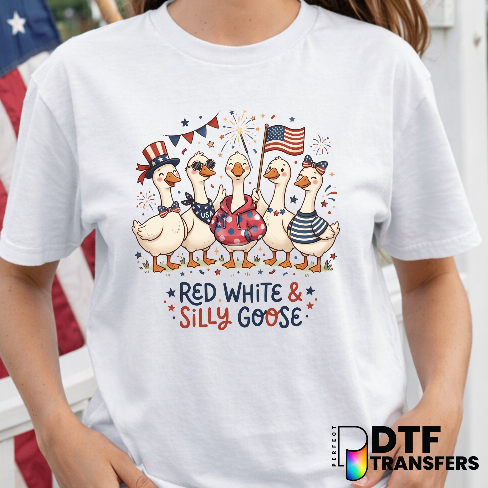 Red White and Silly Goose 4th of July Patriotic – Fourth of July DTF Transfer