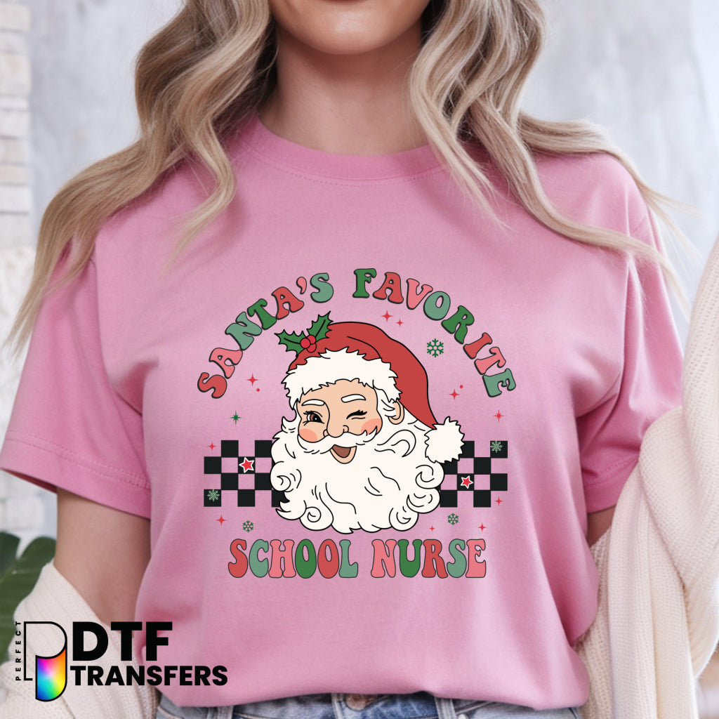 Winky Santa Retro Checkered & SCHOOL NURSE – School Nurse DTF Transfer