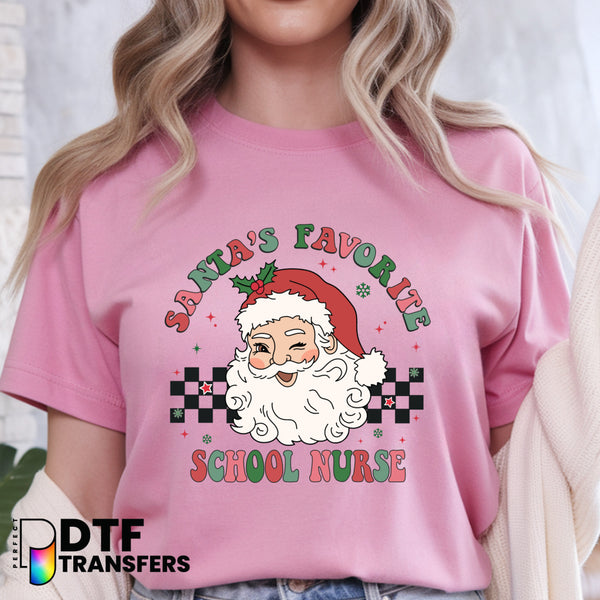Winky Santa Retro Checkered & SCHOOL NURSE – School Nurse DTF Transfer