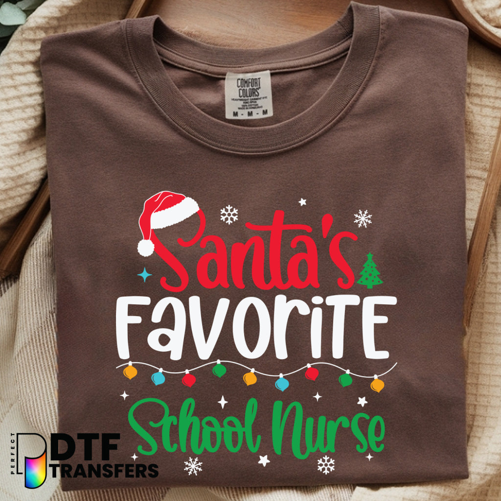 Santa's Favorite School Nurse – School Nurse DTF Transfer