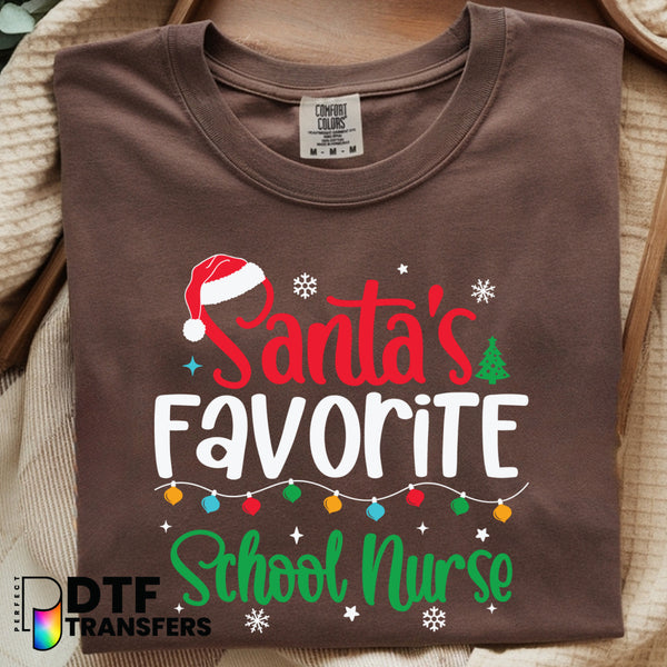 Santa's Favorite School Nurse – School Nurse DTF Transfer