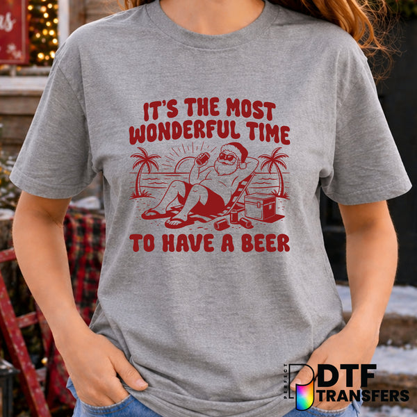 It's The Most Wonderful Time for A Beer – Christmas DTF Transfer