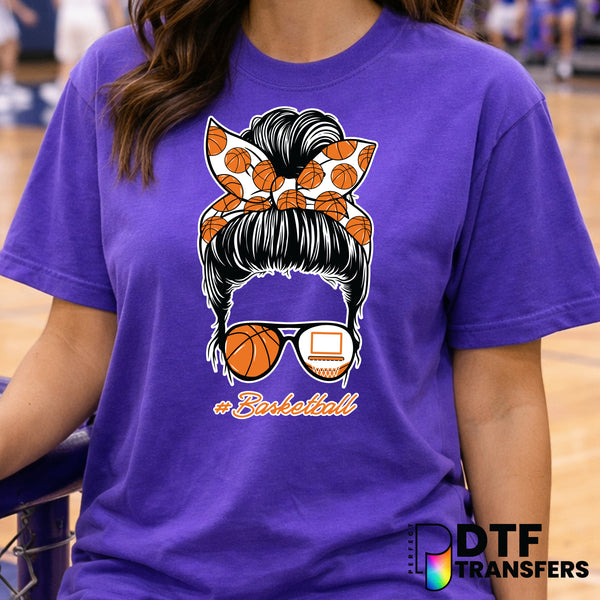 Messy Bun Basketball Mom – Basketball DTF Transfer