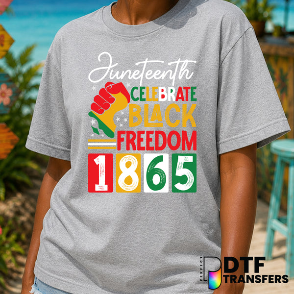 JUNETEENTH CELEBRATE BLACK FREEDOM 1865 – Black History Month DTF Transfer