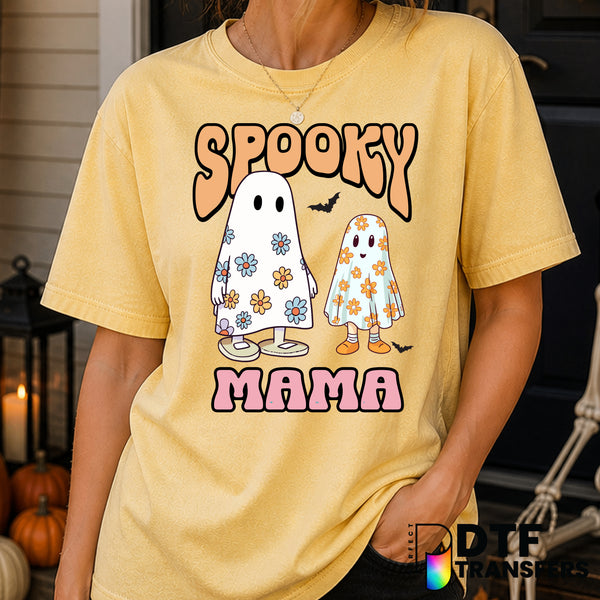 Spooky Mama Cute Floral Ghost Halloween – DTF Transfer
