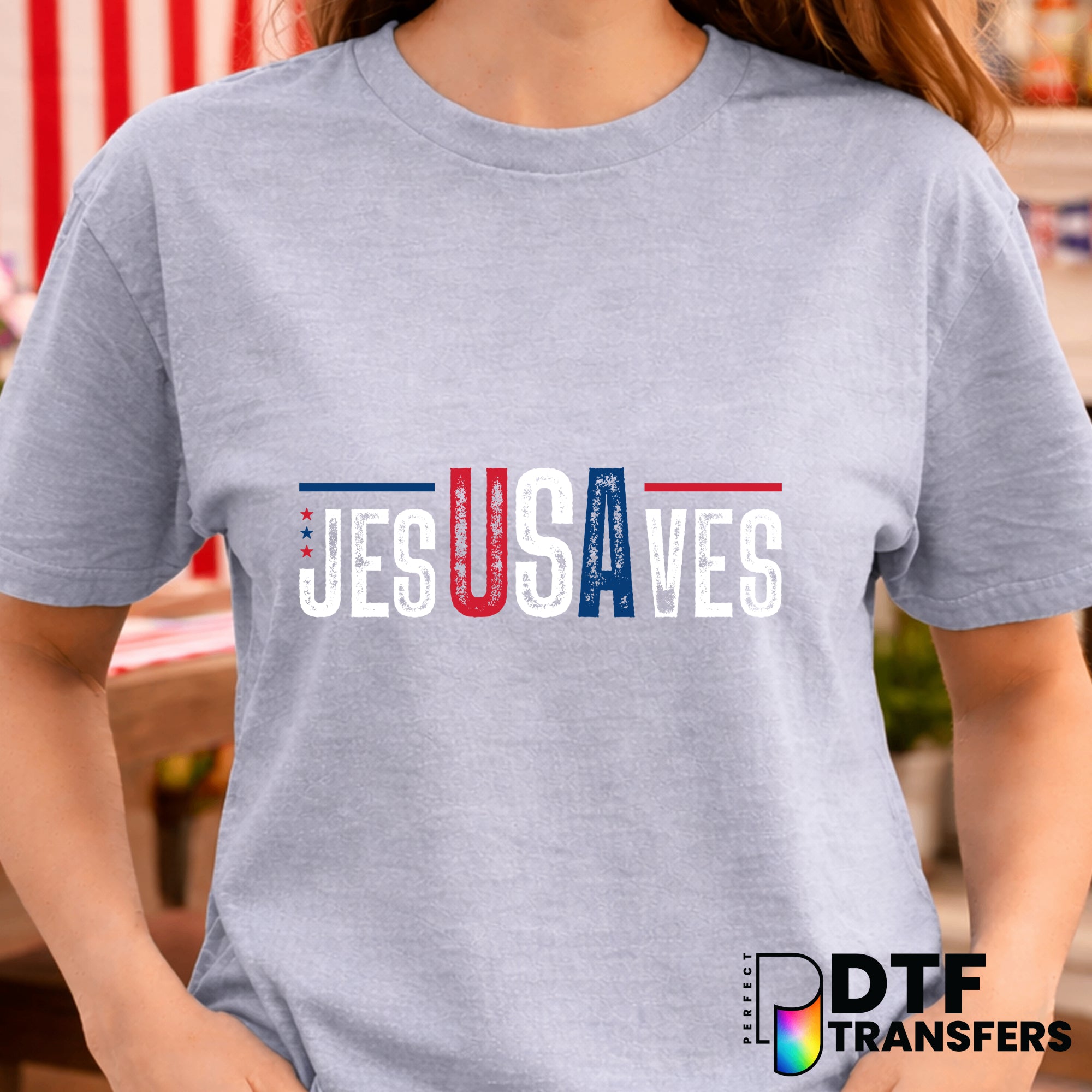 Jesus Saves USA – Fourth of July DTF Transfer