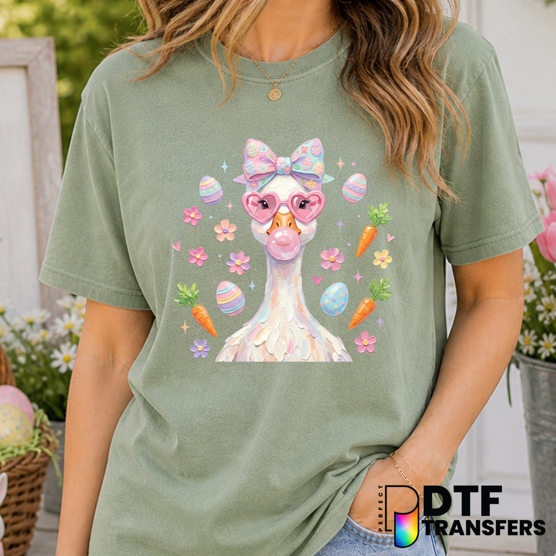 Hand Painted Easter Goose – Easter DTF Transfer