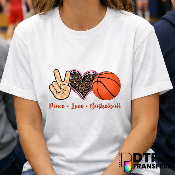 Peace Love Basketball – Basketball DTF Transfer
