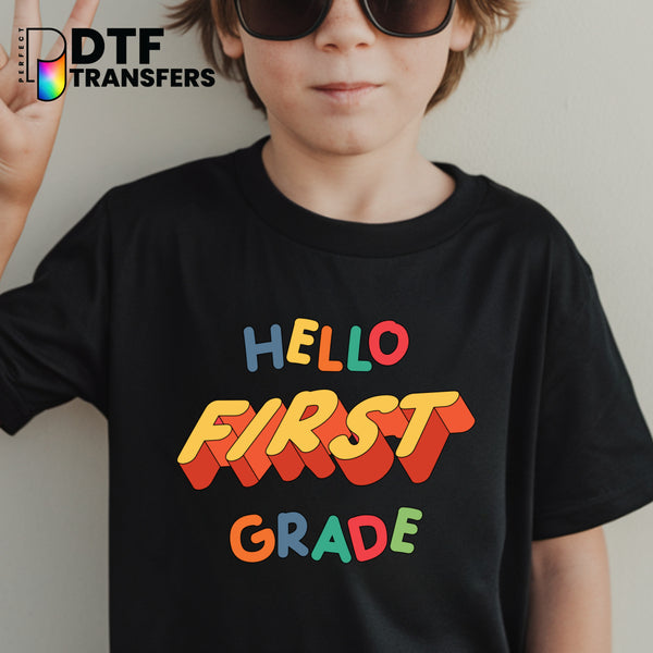 Retro Hello First Grade - Welcome Back to School – Teacher DTF Transfer