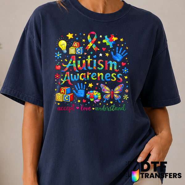 Accept Love Understand – Autism Awareness DTF Transfer (view 1 of 2) – by Perfect DTF Transfers – Premade DTF Transfers –...