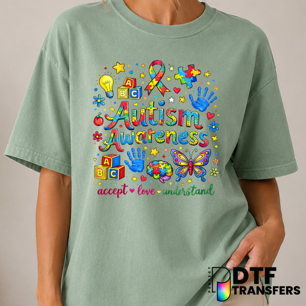 Accept Love Understand – Autism Awareness DTF Transfer (view 2 of 2) – by Perfect DTF Transfers – Premade DTF Transfers –...
