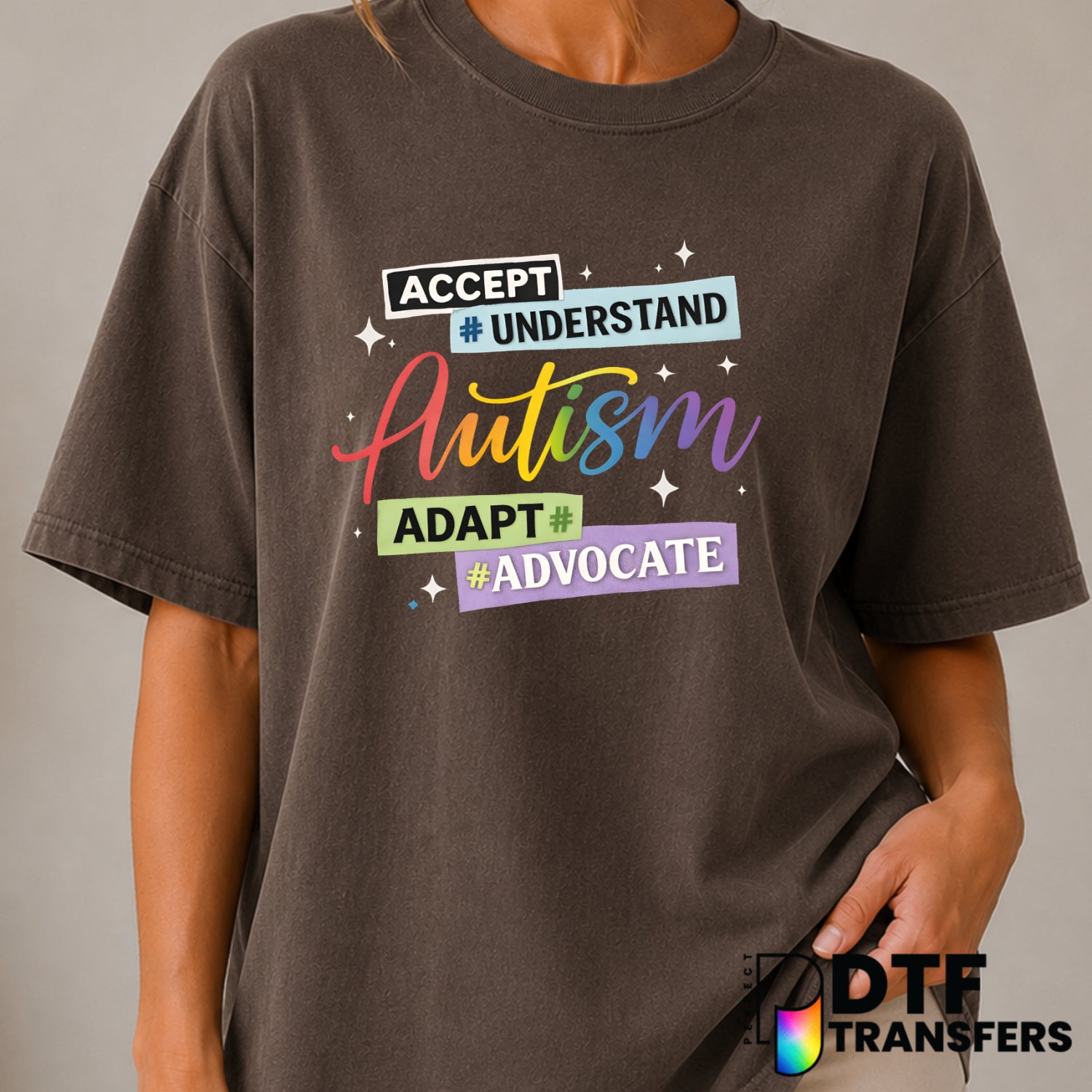 Accept Understand Adapt Advocate Autism Awareness – DTF Transfer (view 2 of 2) – by Perfect DTF Transfers – Premade DTF Tr...
